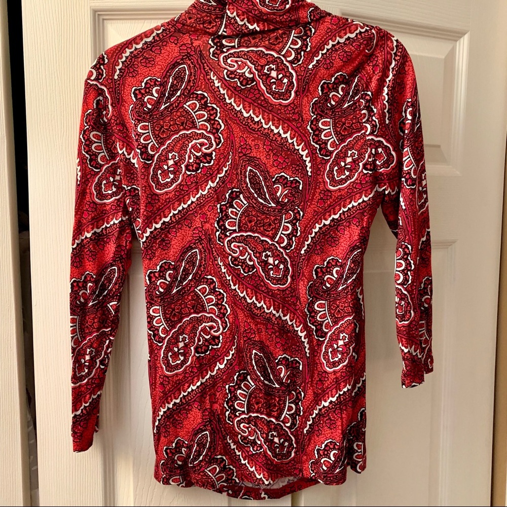 Talbots Wrap Style Rouched Red Print Top - Xs - image 3
